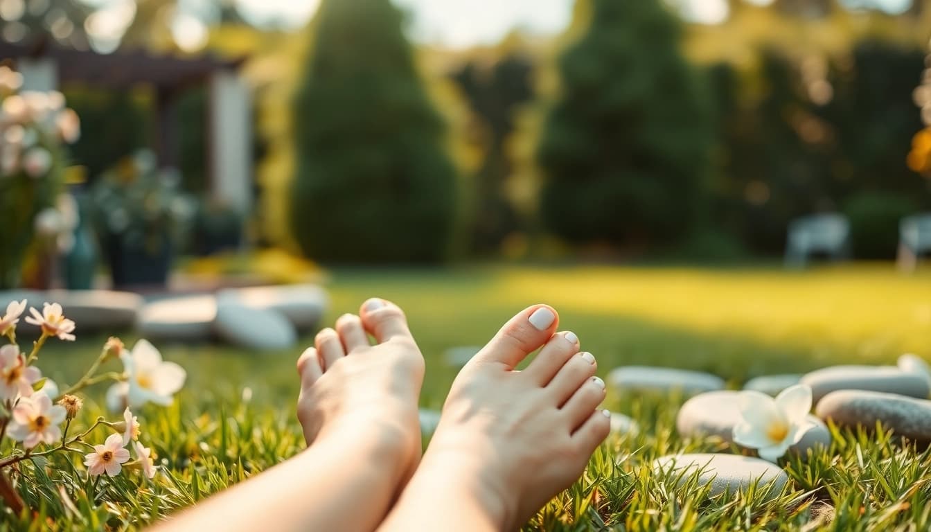 Verkaufe kreative und ästhetische Fußbilder verkaufen in einer naturbelassenen Umgebung.