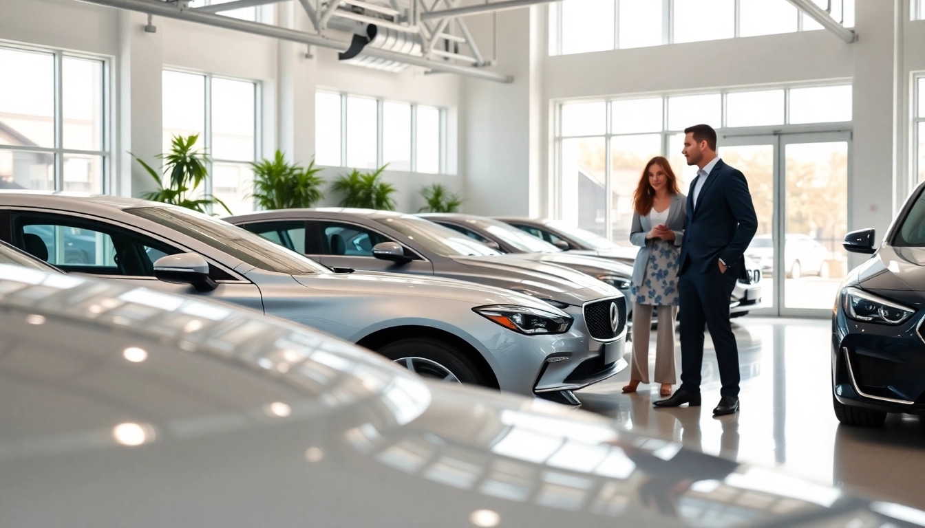 Auto kaufen in einem modernen Showroom mit eleganten Fahrzeugen und freundlichem Personal.