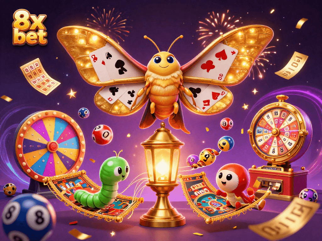 Experience thrilling gameplay and vibrant excitement at 8x bet with colorful lottery elements and golden symbols.