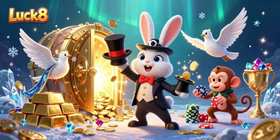 Experience thrilling casino adventures with Luck8 featuring magical characters and treasure elements.
