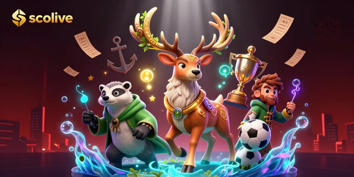Socolive shines as a dynamic sports betting scene with characters amidst flying sports balls and betting slips.