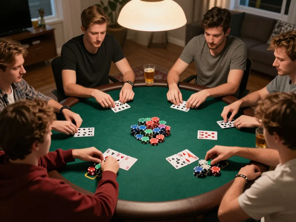 Players at home enjoying a poker night, showcasing exciting moments with Nhà cái uy tín F168.