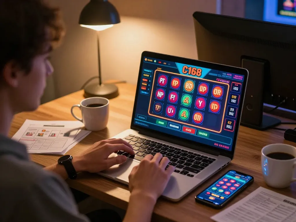 Gamers engaged in c168mov online casino action at a modern desk