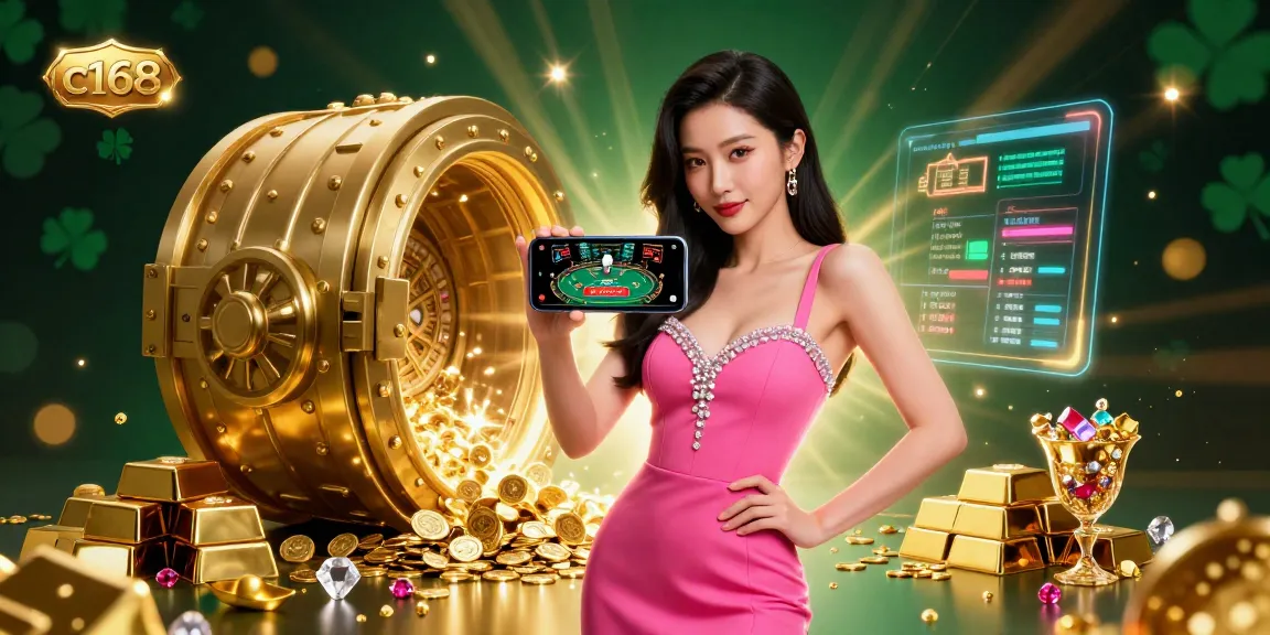 Play live dealer games at c168 with stunning visuals and exciting rewards, captured in a vibrant casino scene.