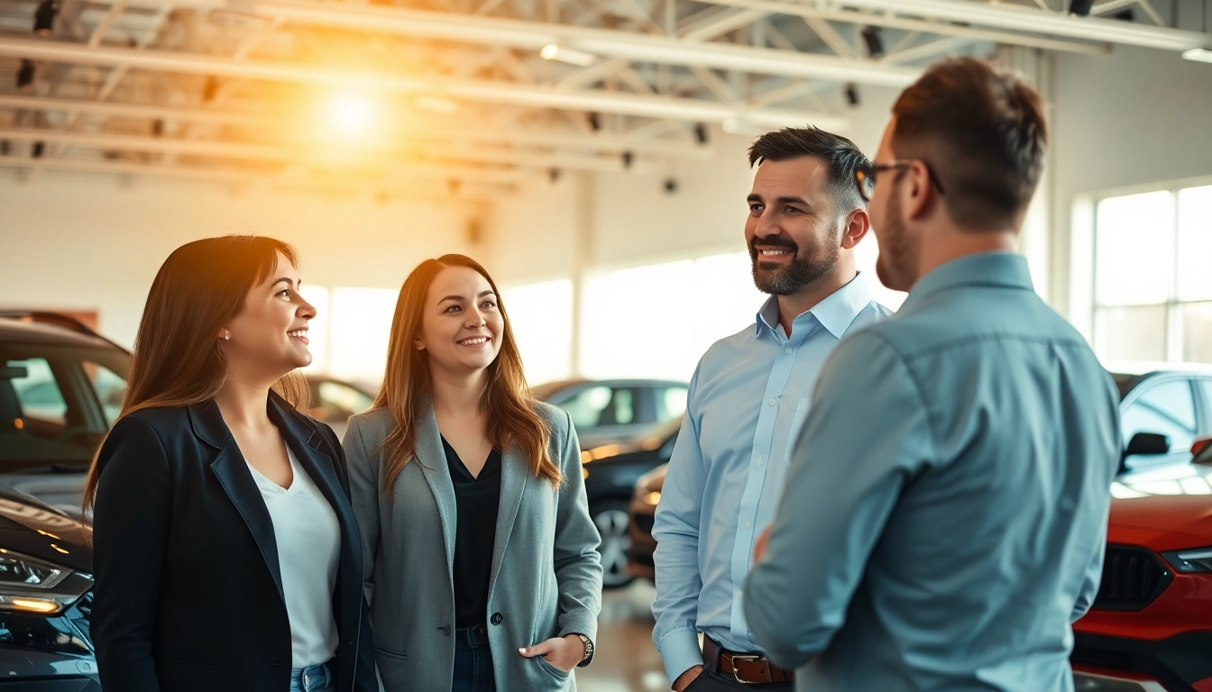 Auto kaufen im modernen Autohaus mit freundlichem Beratungsgespräch.