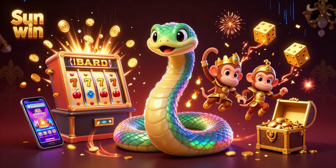 Experience the thrill of Sun win with a vibrant casino adventure featuring a rainbow serpent and monkey king.