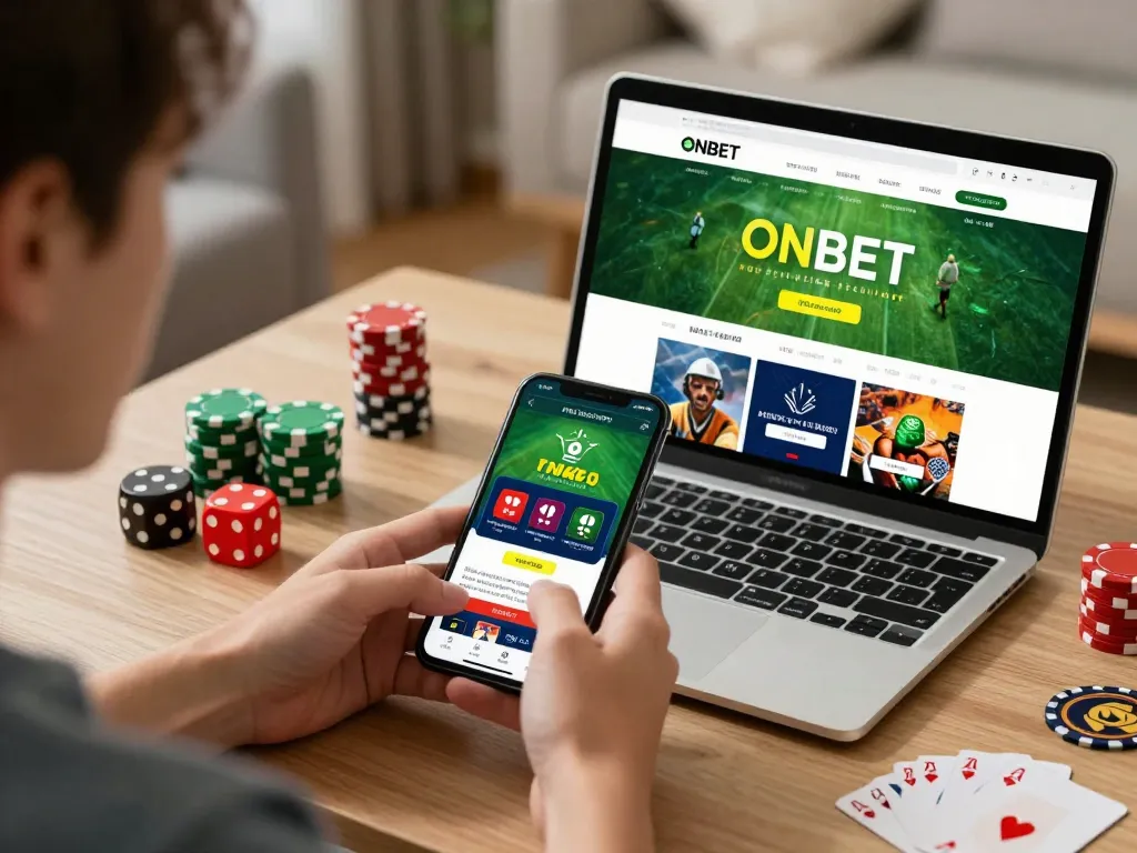 Engaging user exploring the trang chủ Onbet platform with gaming elements and modern tech.