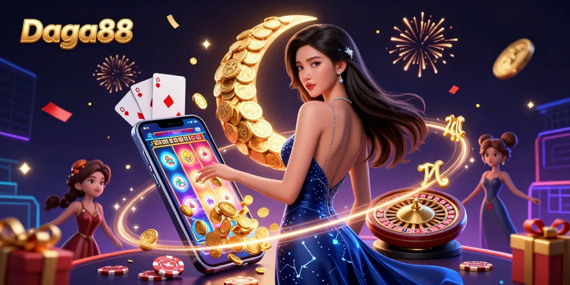 Daga88 showcases dynamic casino action with slots and gaming elements, creating an engaging online experience.