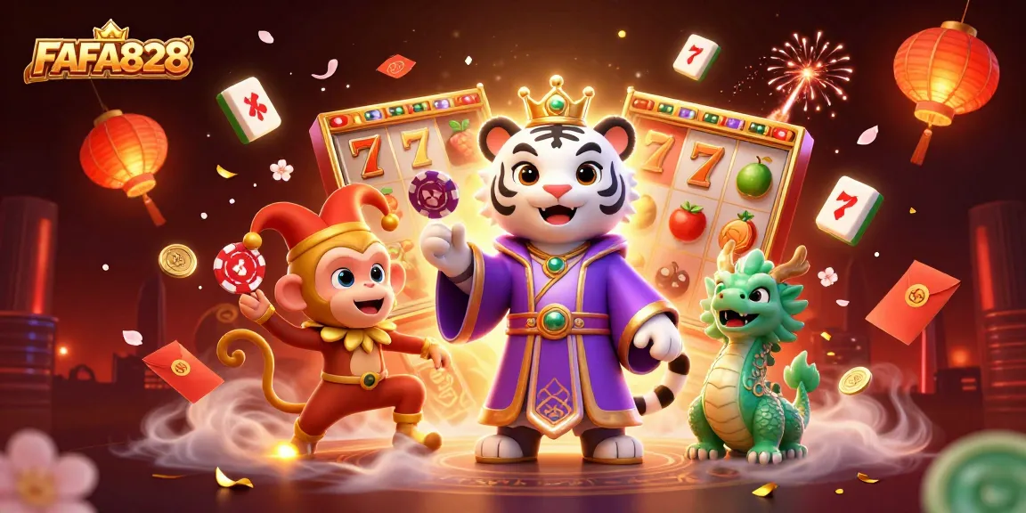 FAFA828 offers exciting slot game experiences with vibrant characters amid dynamic casino elements.