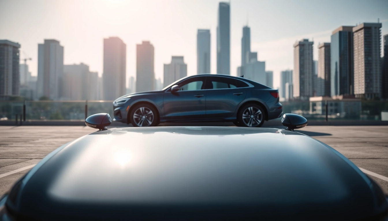 Autovergleich durch die Gegenüberstellung von modernen Autos in einer urbanen Umgebung.