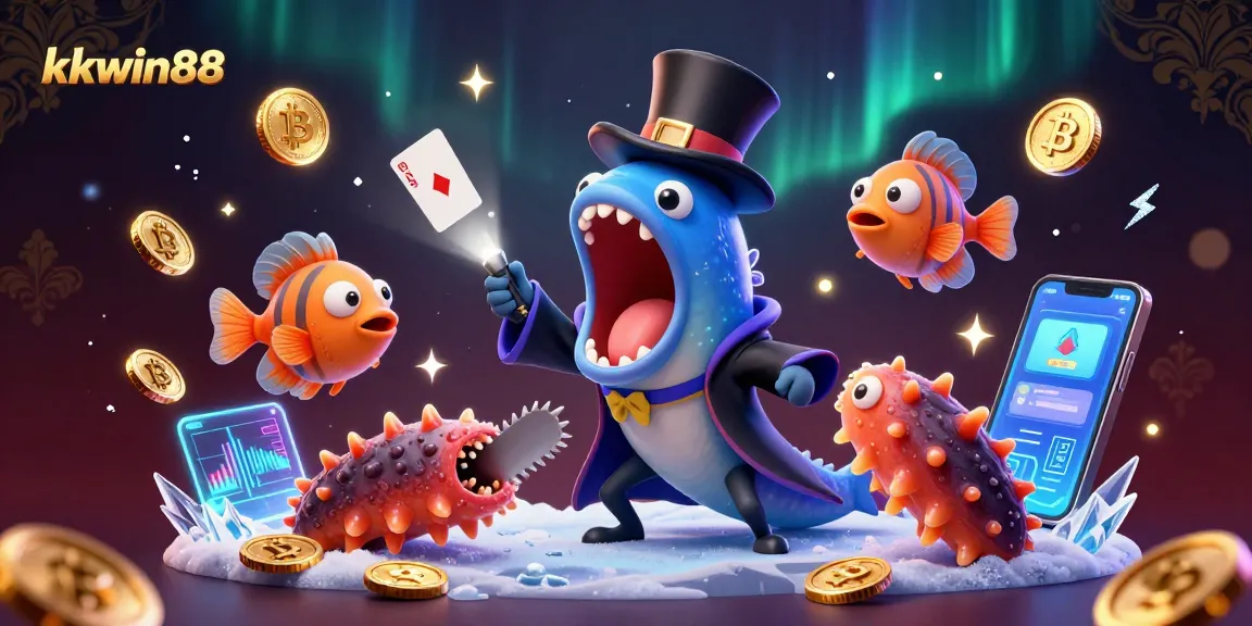 Experience thrilling gameplay with kkwin88, featuring vibrant casino characters and crypto elements.