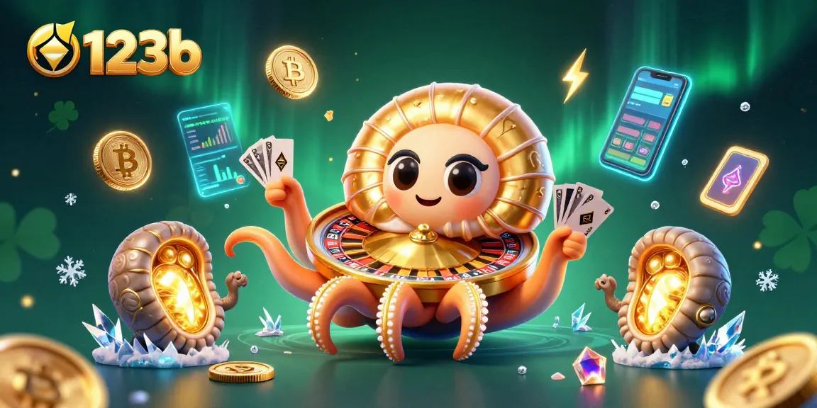Engage with the vibrant 123b online casino experience featuring a giant nautilus roulette with glowing card hands.