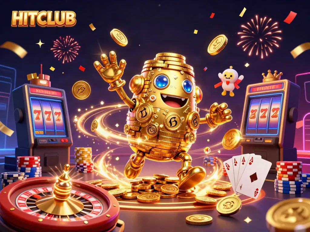 Experience the thrill of HITCLUB with enchanting golden golems and casino elements.