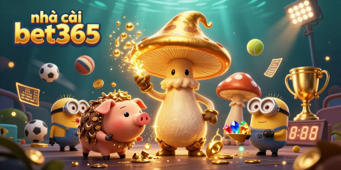 Experience betting at nhà cái bet365 with dynamic golden mushroom wizard and treasure elements.