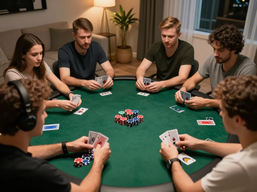 Players engaging in an exciting game of poker while using iwin for strategy and gameplay in a cozy atmosphere.