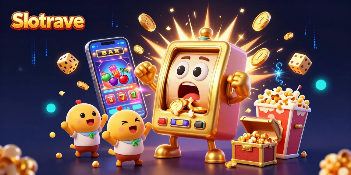 Experience Slotrave's thrilling jackpot with a lively slot machine and vibrant casino elements