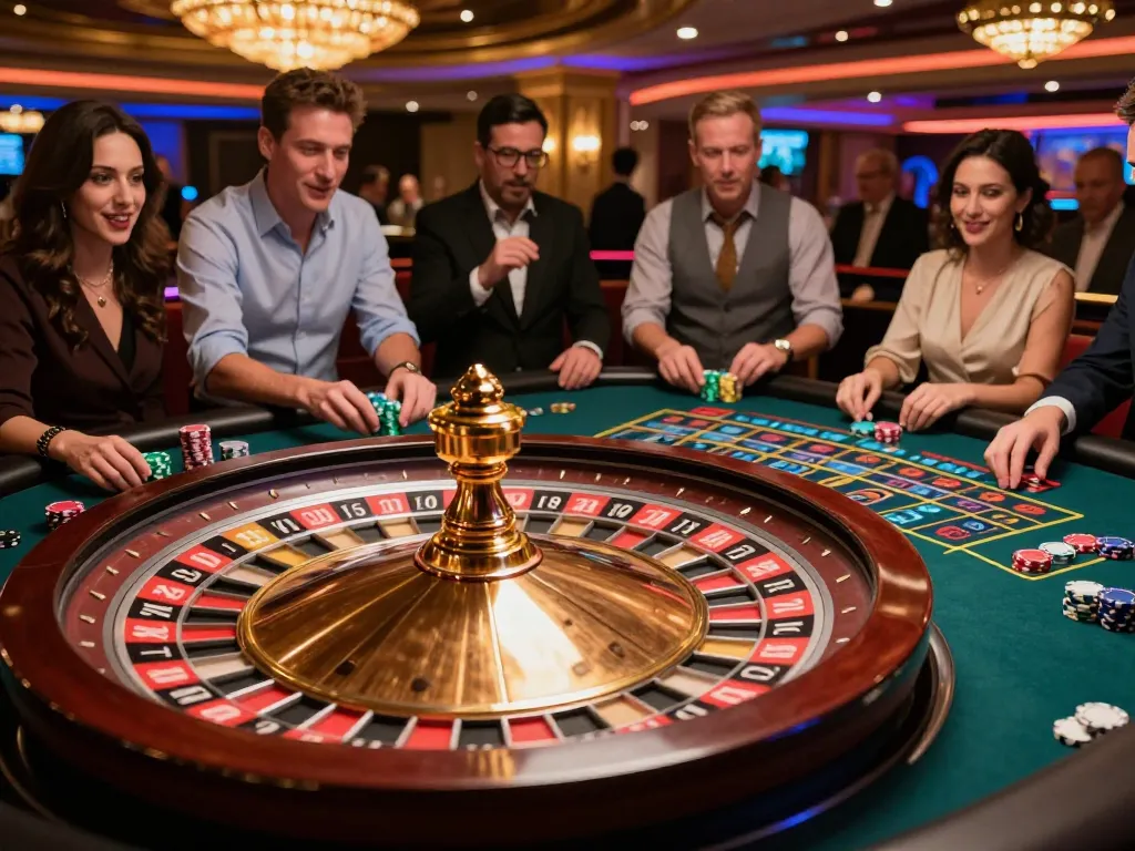 Watch players engage at the 33win roulette table while bets are placed enthusiastically.