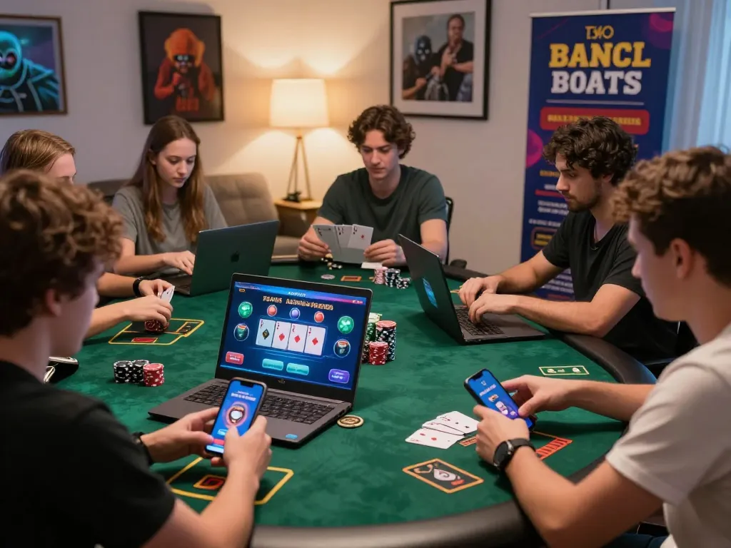 Engaging players enjoying hitclub online gaming on multiple devices in a vibrant home setting.