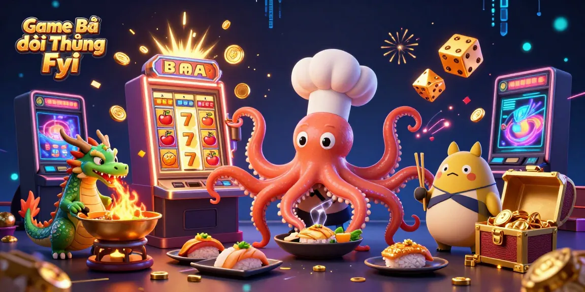Experience thrilling gameplay and jackpot excitement with Game Bài Đổi Thưởng Fyi's vibrant casino illustration featuring dynamic characters and rich visuals.