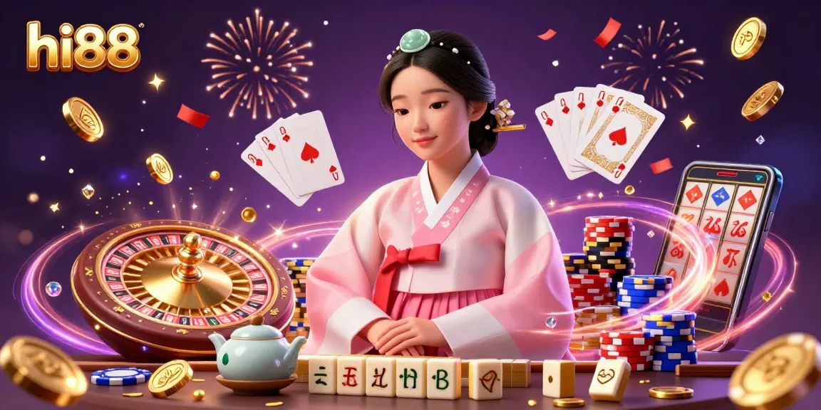 Play winning games at hi88, featuring an elegant woman in traditional attire surrounded by casino elements and excitement.