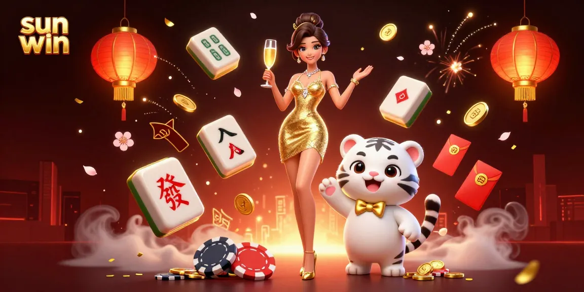 Play and win big with sun win at a glamorous casino illustration featuring a lucky tiger!