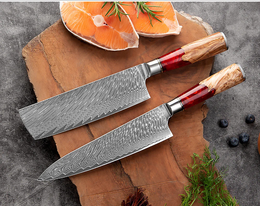 Nakiri Messer aus Damast – Perfekt für Gemüse und mehr