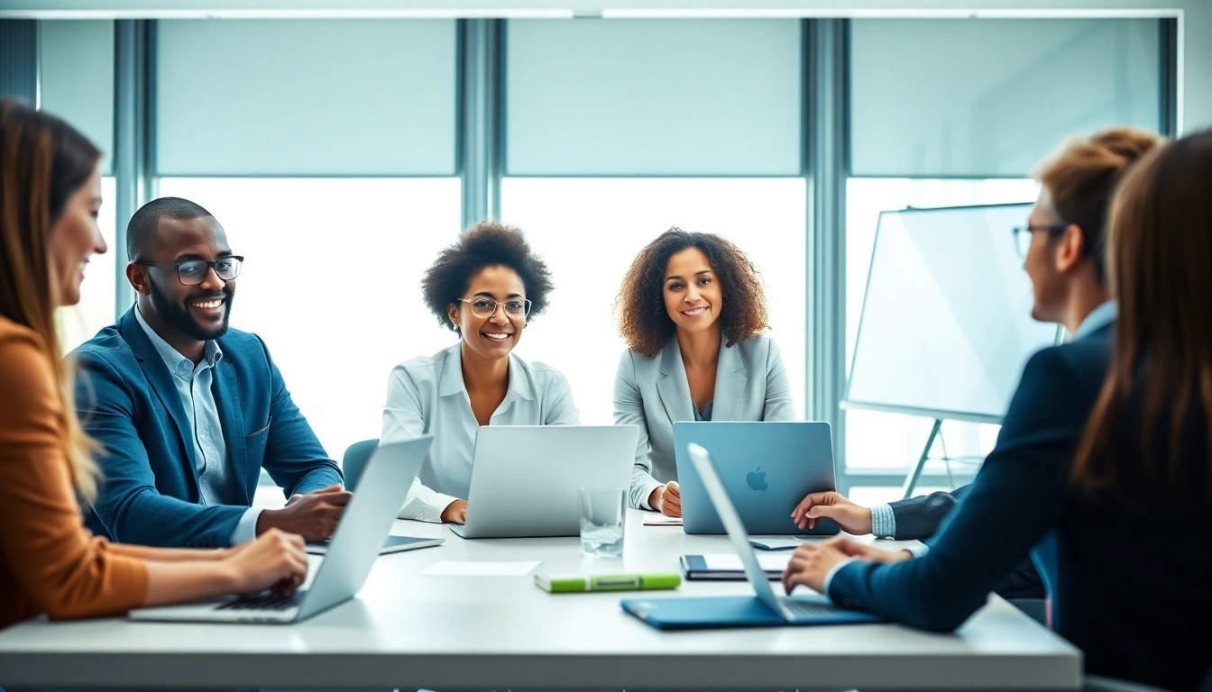 Professionals discuss personalvermittlung strategies in a bright office setting.