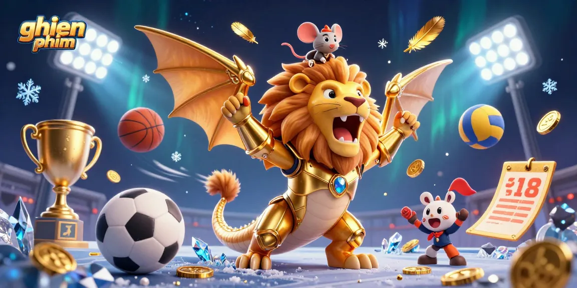 Engage in thrilling casino action with ghien phim featuring a chimera creature and vibrant sports elements.