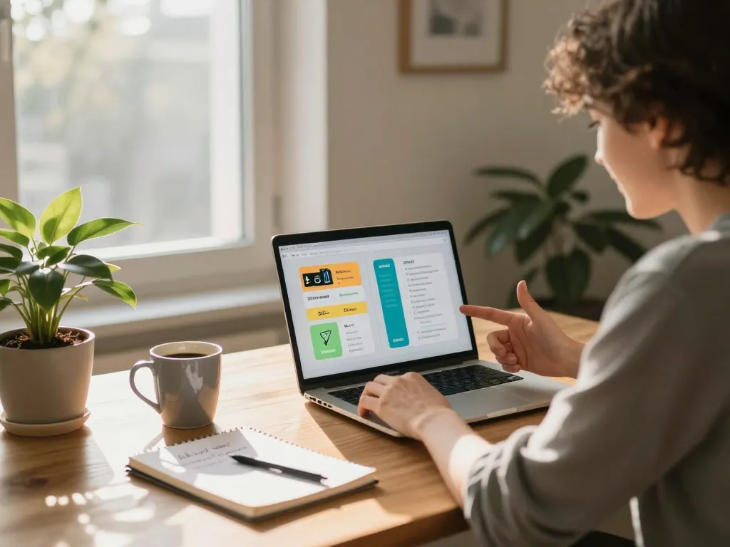 Person vergleicht DSL-Vergleich-Tarife in einem gemütlichen Homeoffice mit digitalen Infografiken.