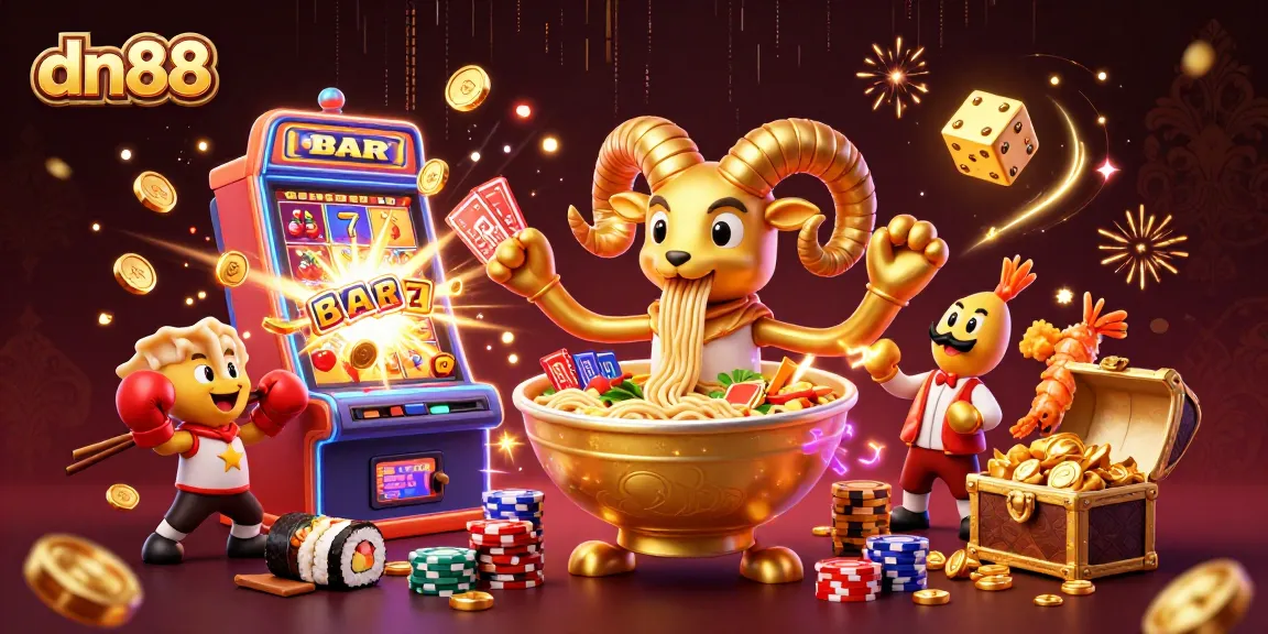 dn88 showcases thrilling casino action with vibrant characters and dynamic game elements.