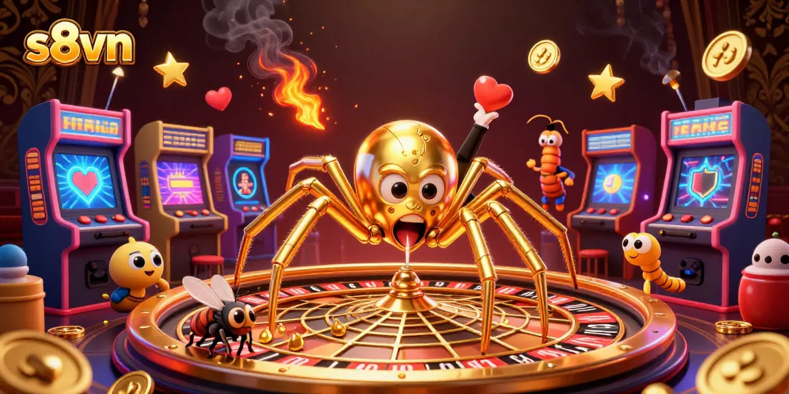 Spin the wheel with s8vn's golden spider as it weaves a thrilling roulette experience.