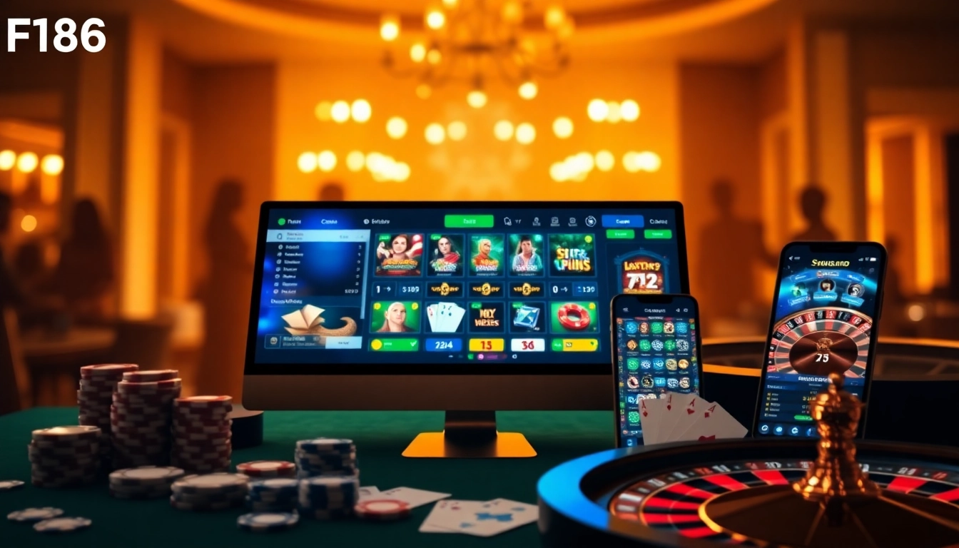 Experience exhilarating gameplay at F168 with vibrant online gambling interface and casino elements