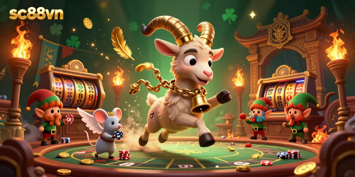 Engage with thrilling action at sc88vn's dynamic casino featuring festive characters amidst chaos.