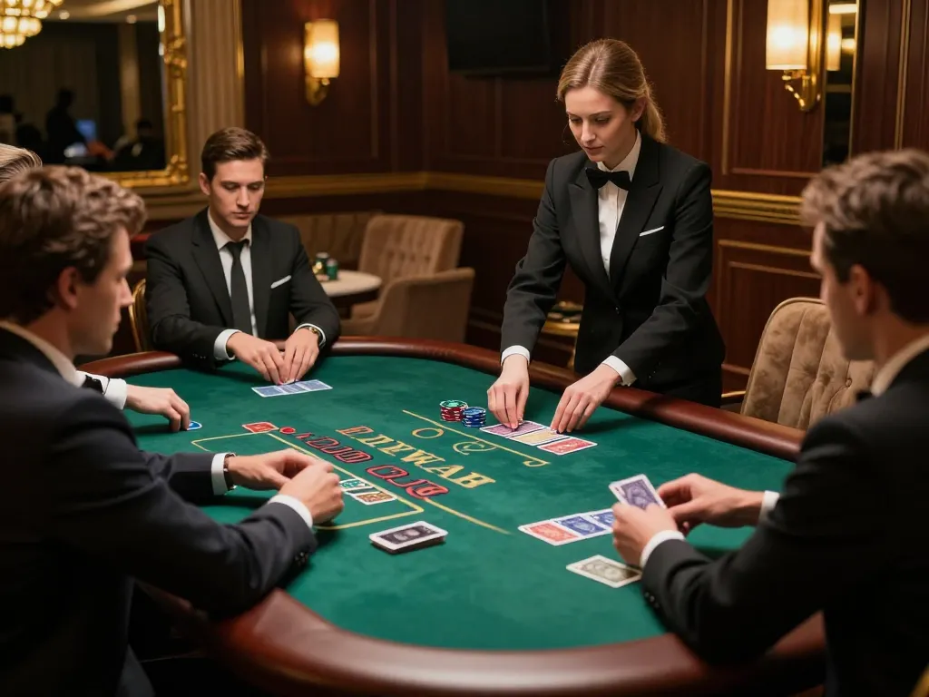Experience thrilling blackjack action at Trang chủ fly88 with players strategizing their winning moves.