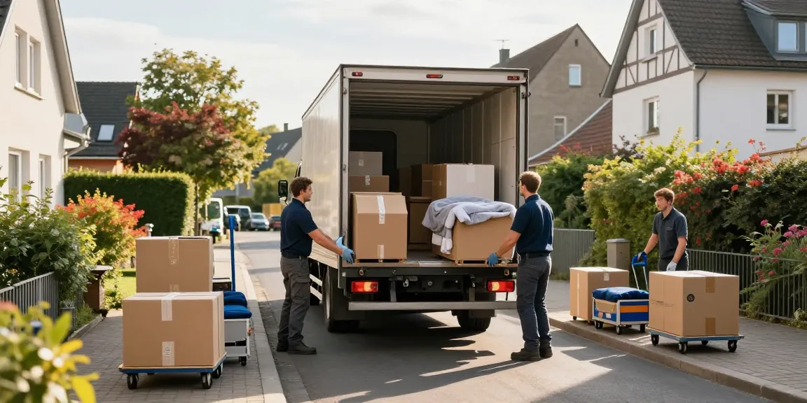 Umzugsunternehmen Ludwigshafen, professionelle Umzugshelfer heben Möbel in einen Lkw.