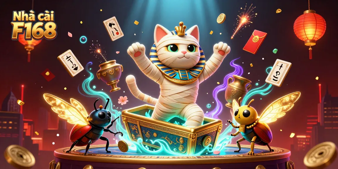 Experience dynamic gaming thrills at Nhà cái F168 with a vibrant Egyptian-themed casino illustration.