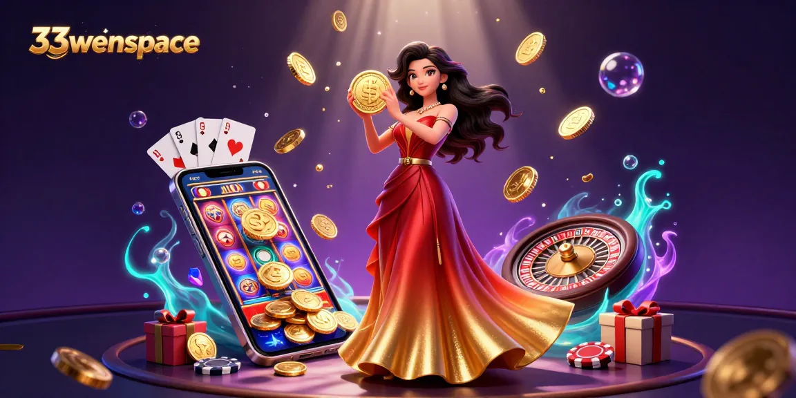 Win big at 33winspace with stunning visuals of a golden coin shower in an exciting casino scene.