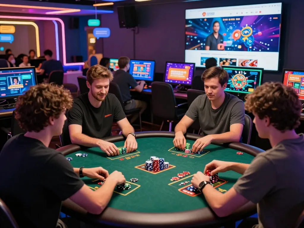 Diverse players enjoying the excitement of 娛樂城 with casino games in a vibrant online gaming environment.