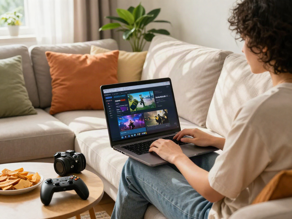 Engaging atmosphere of rokok88 alternatif online gaming with cozy home setting.