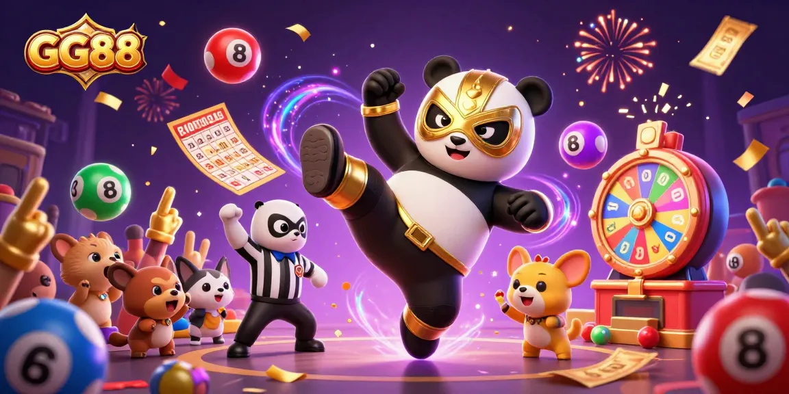 Experience GG88's lively gaming action with vibrant characters and thrilling elements in this dynamic illustration.