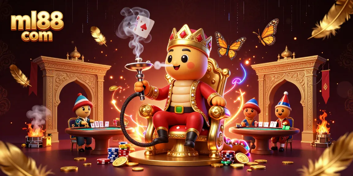 Engage in thrilling poker action at ml88 com with vibrant casino elements and captivating characters.
