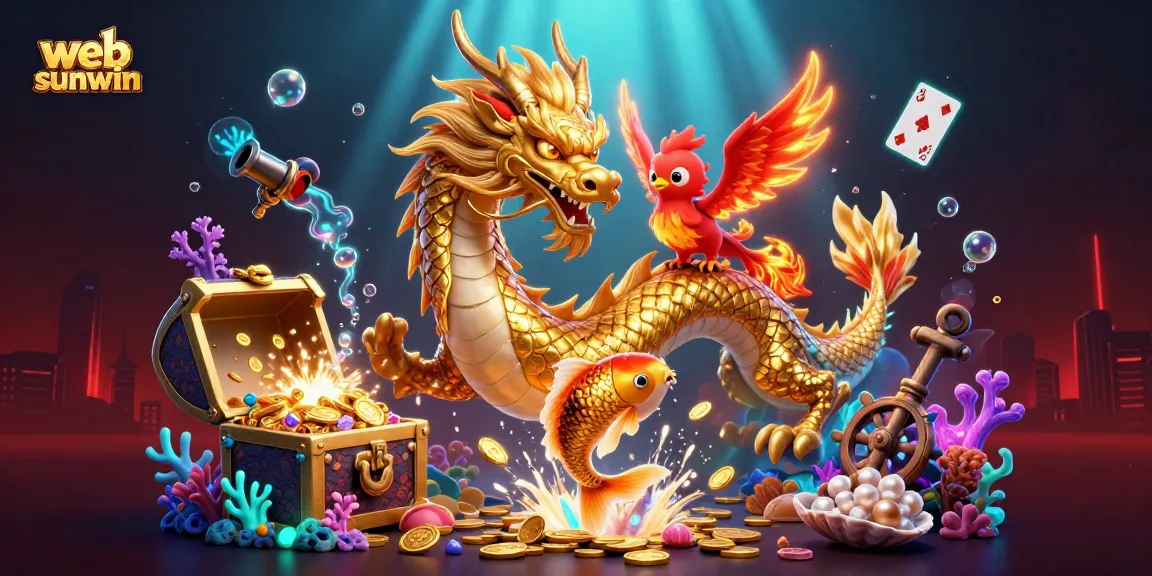 Experience thrilling action with web sunwin in a vibrant casino scene featuring a dragon and phoenix.