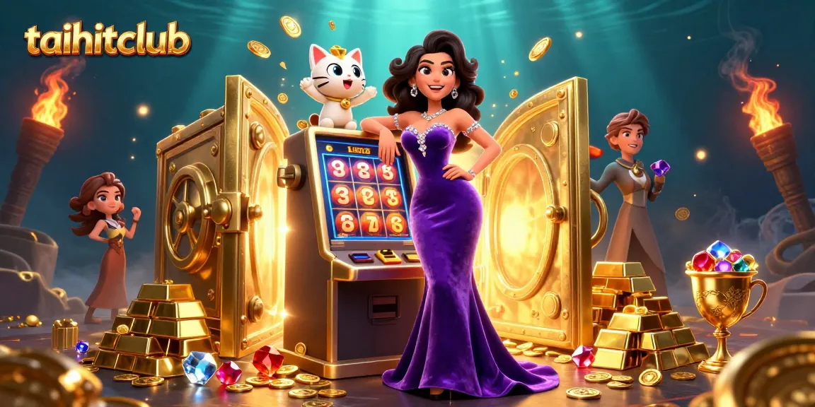Experience winning thrills at taihitclub with a glamorous jackpot scene featuring a stunning woman and a fortune cat.