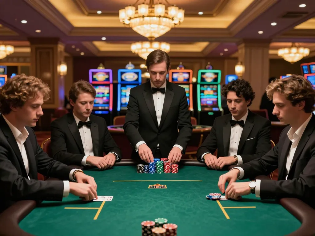 High-stakes poker gameplay at mm88 com with intense players, elegant casino setting.