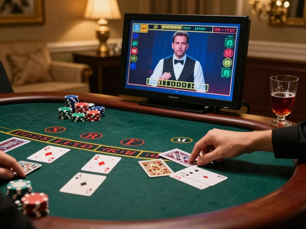 TR88 players engaging in live dealer blackjack action at home, showcasing strategic betting.