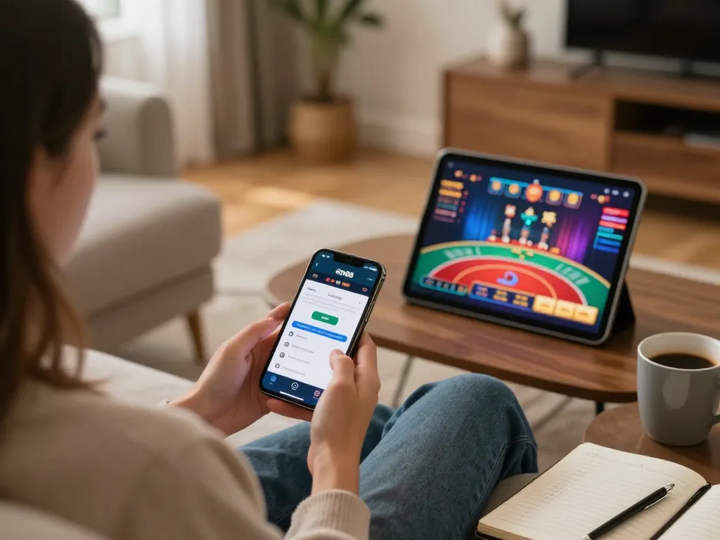 Experience strategic gameplay with sin88 on a smartphone while enjoying a cozy home environment.