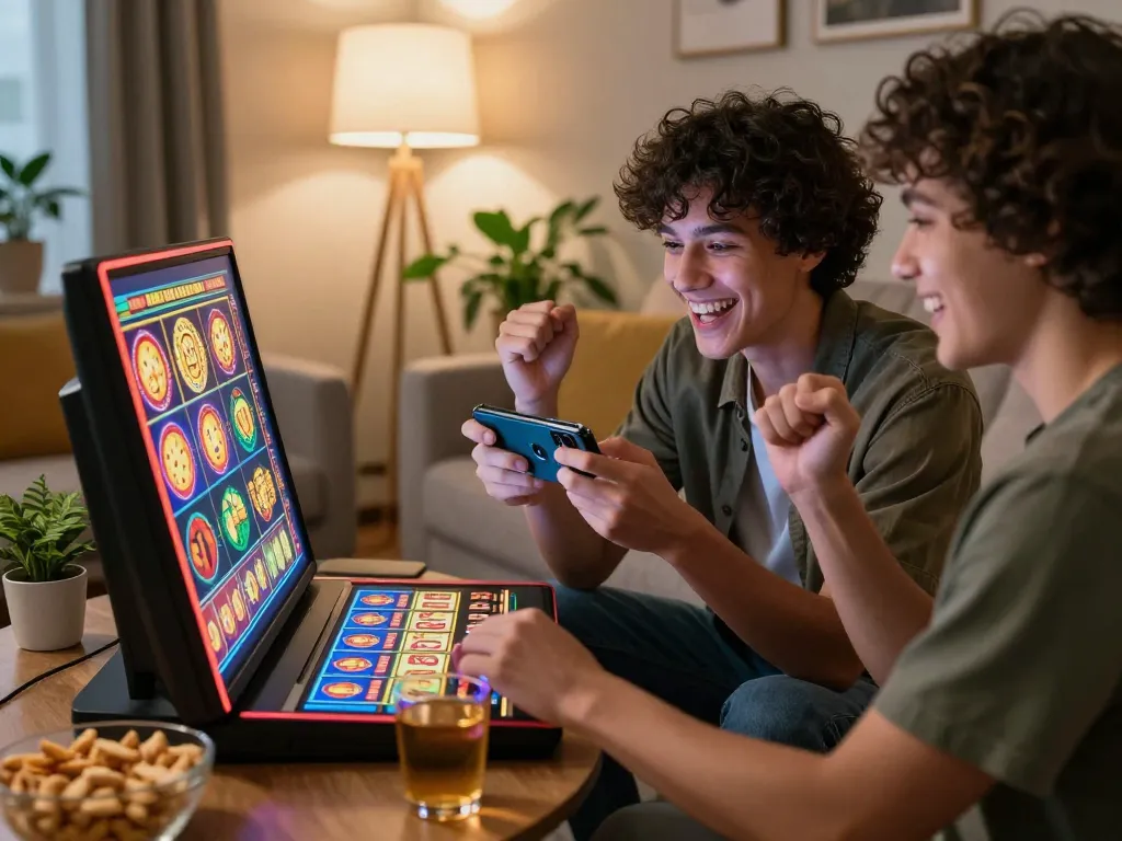 Celebrate a big win with bcx88 while enjoying mobile slot games in a cozy living room.