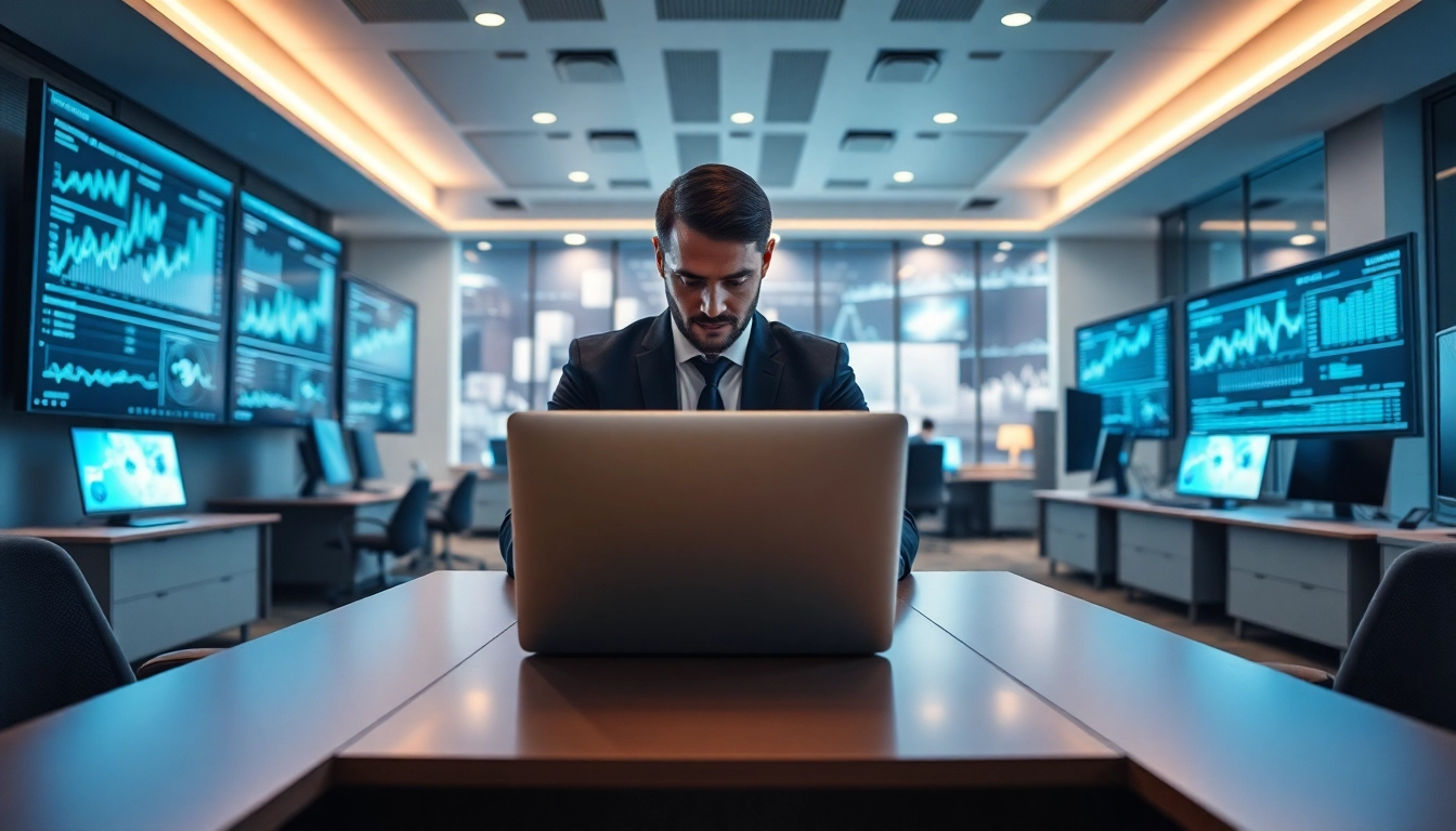 Technik News Bericht in einem modernen Büro mit Datenanalysen und digitalen Bildschirmen.