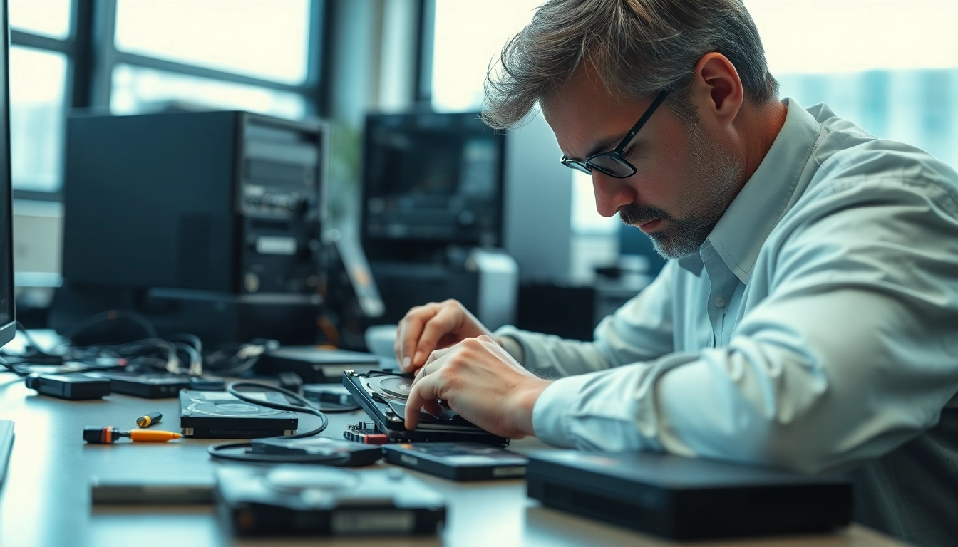 Effiziente datenrettung wien durch spezialisierte Techniker bei der Arbeit.