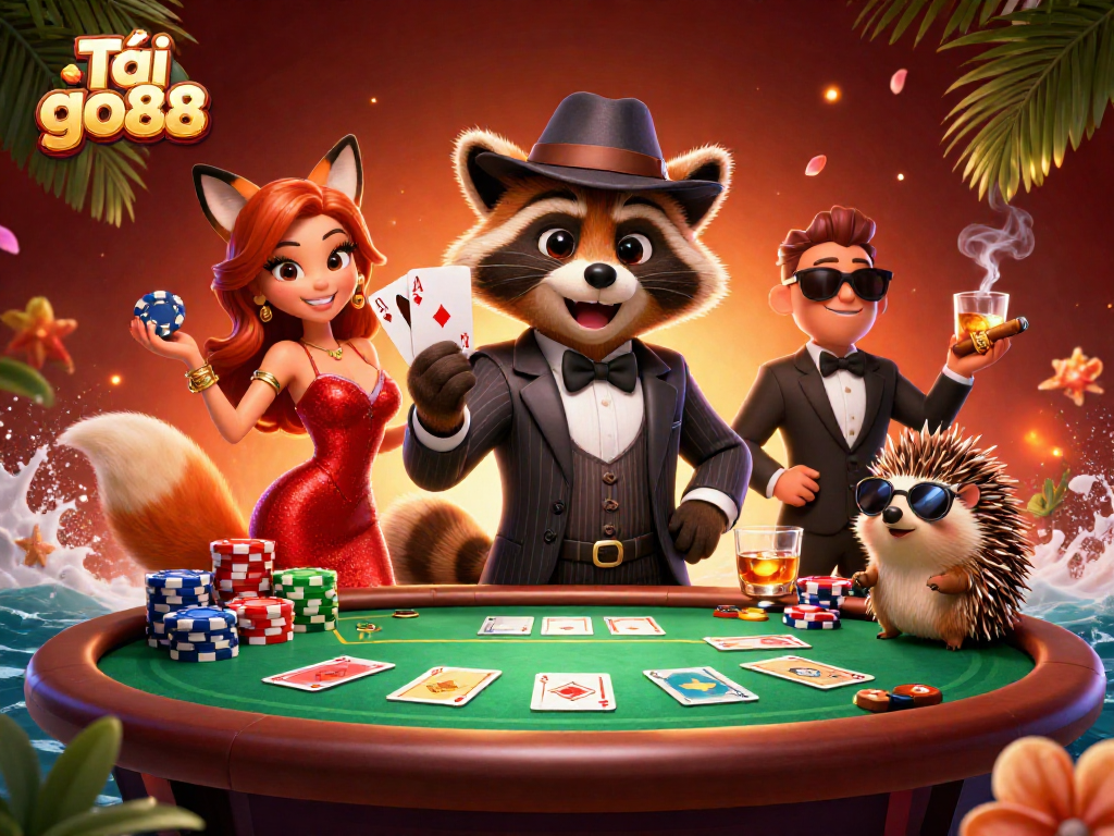 Ignite your gameplay with Tải go88, showcasing vibrant 3D characters and casino elements.